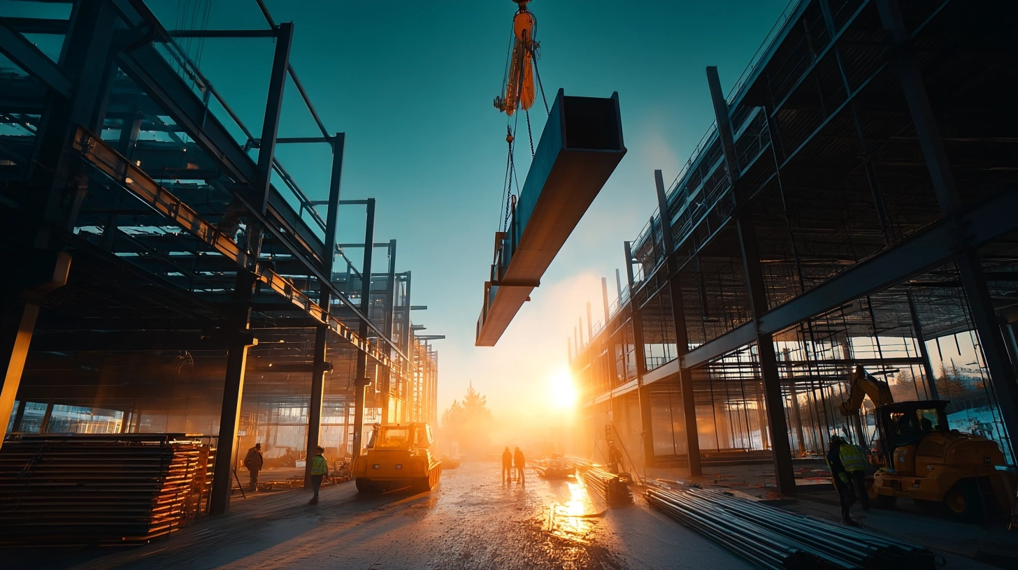 Structural steel erection on a Porter Brothers commercial build